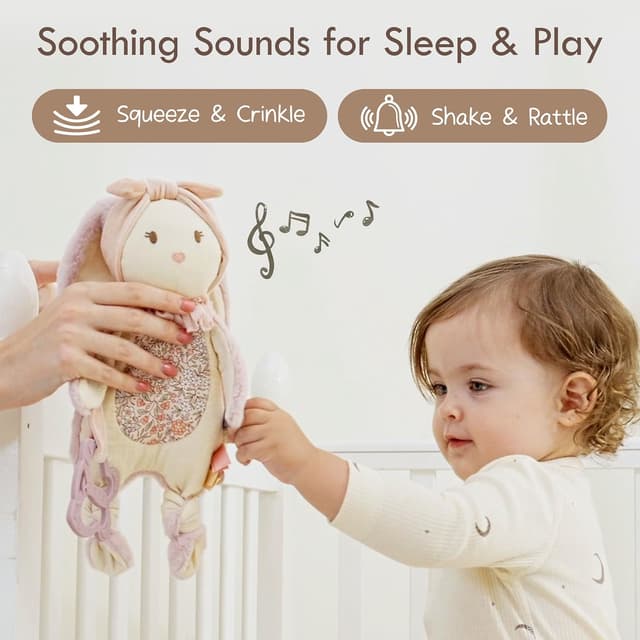 Detalle 2 de Moonkie Baby Comforter Bunny Security Blanket with Silicone Teether