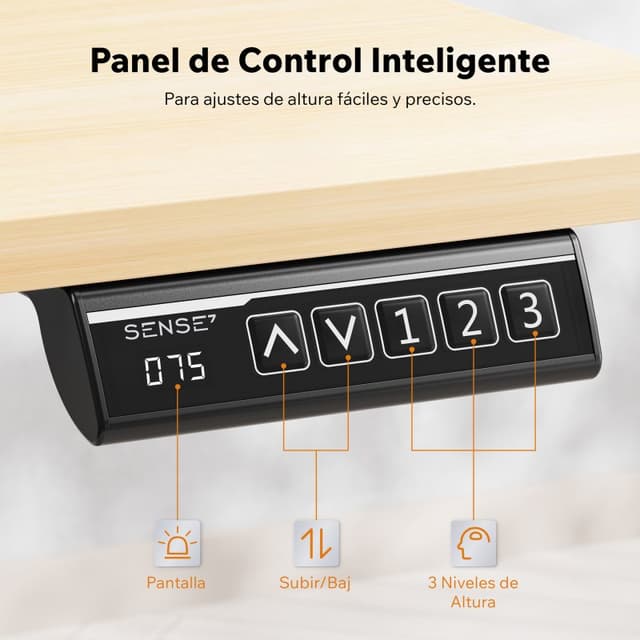 Detalle de SENSE7 Nojo Light Escritorio regulable eléctrico 120×60 cm