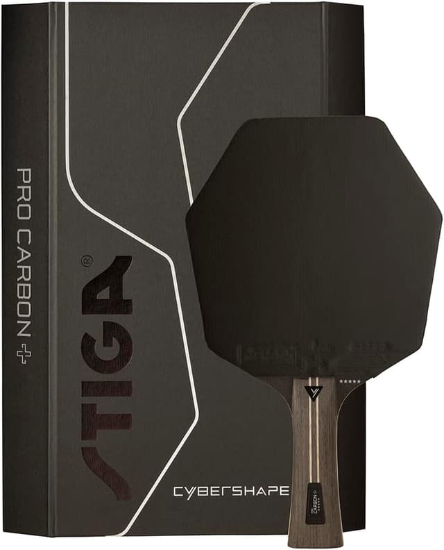 Detalle de STIGA Cybershape Pro Carbon+ racchetta da tennis tavolo a stile offensivo (ITTF) con forma esagonale