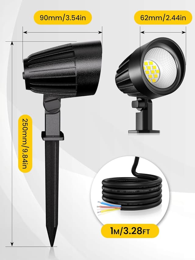 Detalle de MEIKEE set da 2 faretti da giardino LED 7W 500 lm IP66 bianco freddo 6500K