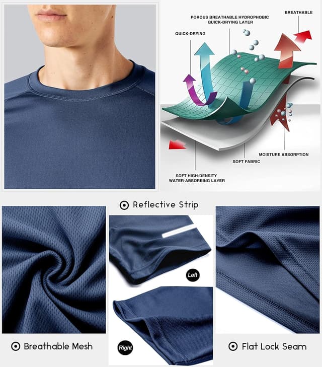 Detalle de Boyzn 1er, 3er, 5er oder 7er Pack Sport-T-Shirts für Herren – kurzarm, schnelltrocknend & atmungsaktiv