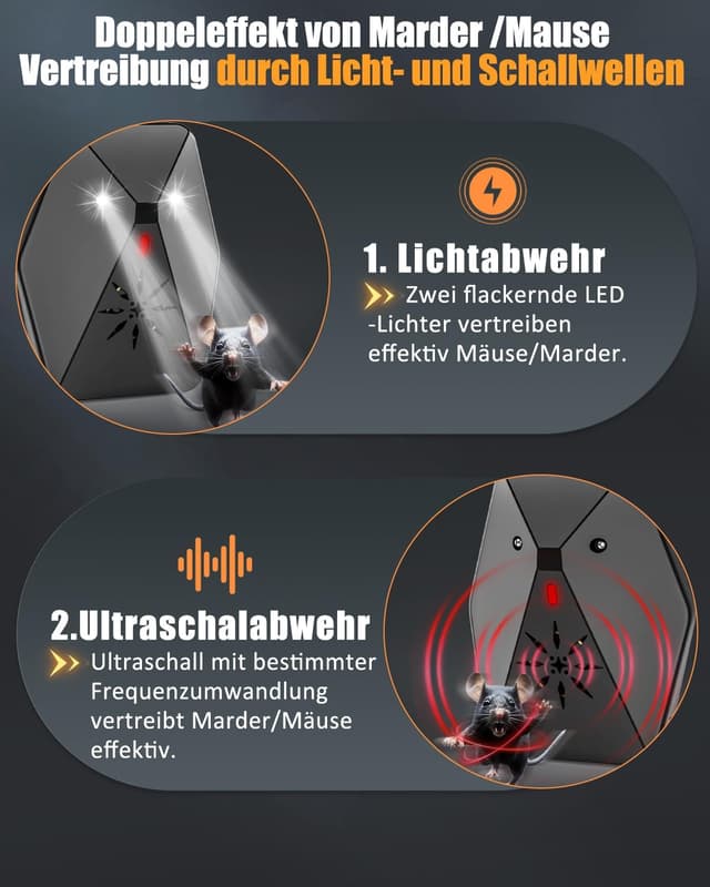 Thumbnail 4 de HAZENS Marderschreck Auto mit Blitzlicht 14–60 kHz