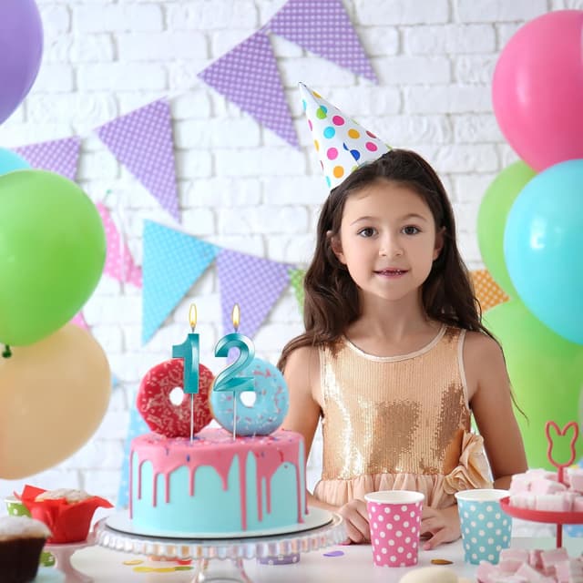 Detalle 2 de Yiran 3D Birthday Candles Blue Number 50th (2-piece set, cake topper)