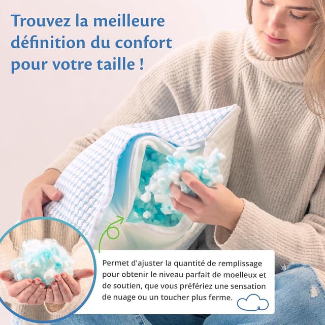 Thumbnail 6 de Ella Oreiller Memoire Forme 40x60 cm à soutien cervical ajustable