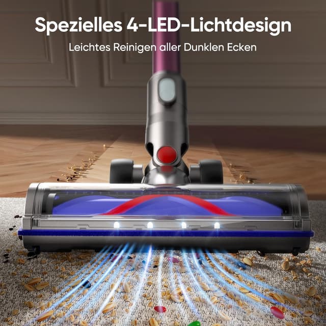 Detalle de FLYLINKTECH Motorbar Bodenbürste als Ersatz für Dyson V6 (DC58/59/61/62/72/74) mit 4-LED und flexibler Rotation