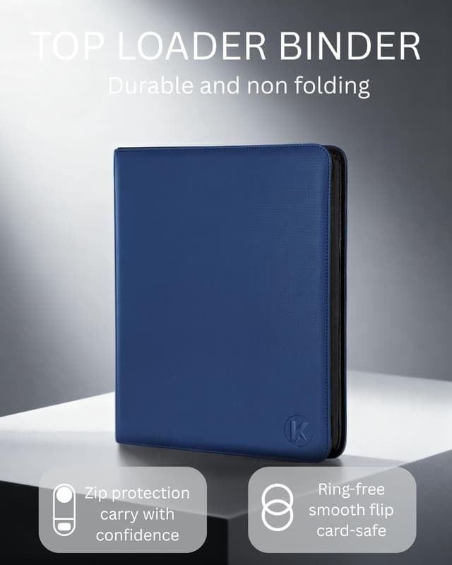 Detalle 2 de KUOOKING Top Loader Binder (Navy Blue) for 3 x 4 Rigid Card Holders, 9-Pocket Holds 288+ Top Loaders