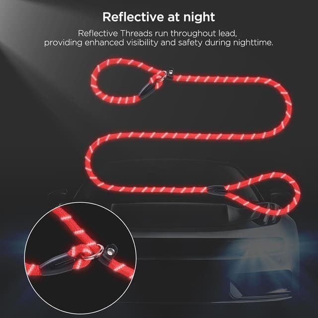 Detalle de Loutep 1.5m rope dog slip lead with reflective stitching (no collar or harness needed)