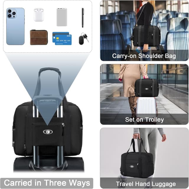 Detalle de BAGZY Wizz Air Cabin Bag 40x30x20 underseat foldable travel duffel holdall (25L)