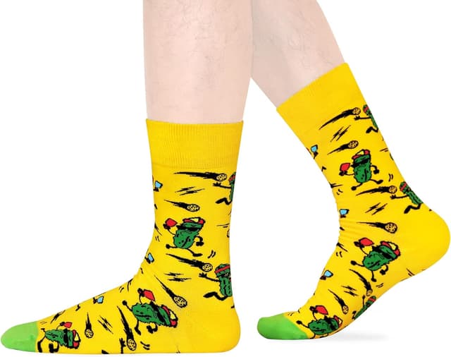 Detalle de WeciBor 4 Paar Herren Baumwollsocken mit bunten Spielball-Motiven (41–46)