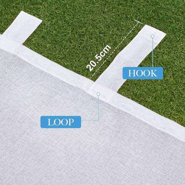 Detalle 2 de PONY DANCE Outdoor-Vorhang mit Klett-Schlaufen, transparent, weiß – 1 Stück (H 213 x B 254 cm)