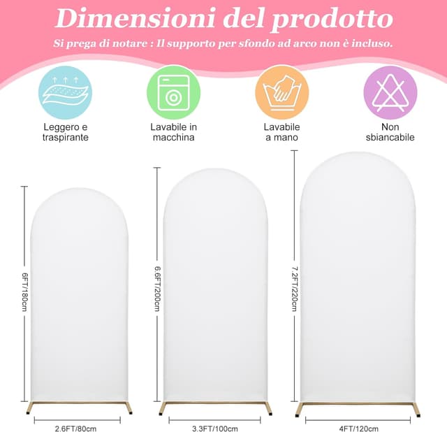 Detalle de Copertura per arco nuziale bianca in poliestere/spandex 6,6FT