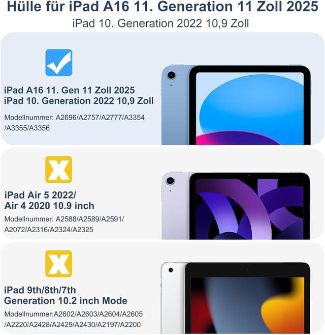 Detalle 2 de drivego Hülle für iPad 11. Generation (A16) & iPad 10. Gen 10,9 Zoll mit Stifthalter, Ständer und Auto-Ruhe/Wake – Strauß rosa