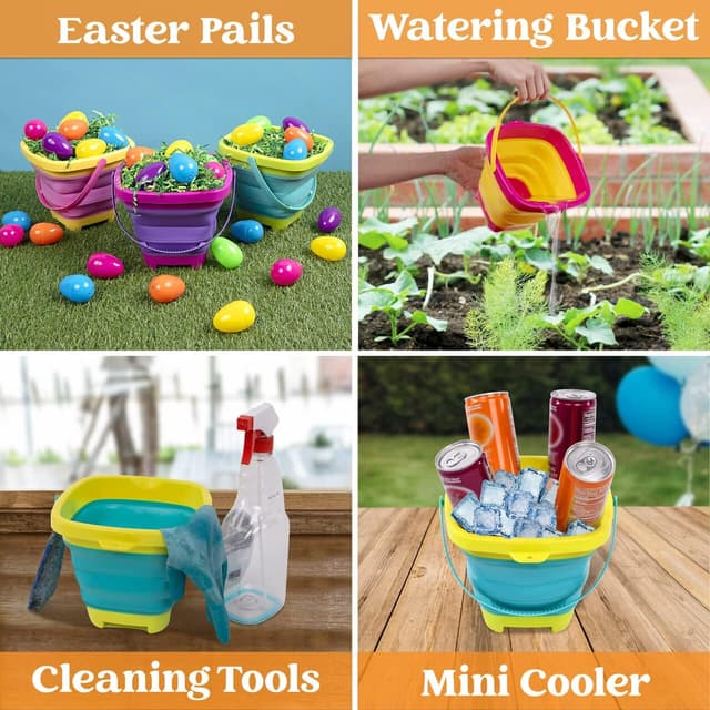 Thumbnail 6 de Sloosh 3‑Piece Foldable Buckets Set with 3 Shovels (Kids Beach & Sandbox Toys)