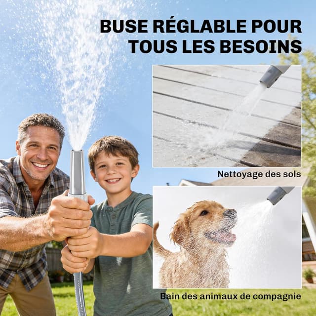 Detalle de Outsunny Enrouleur mural de tuyau d’arrosage 20+1,6 m pivotant à 180° avec buse 2 modes