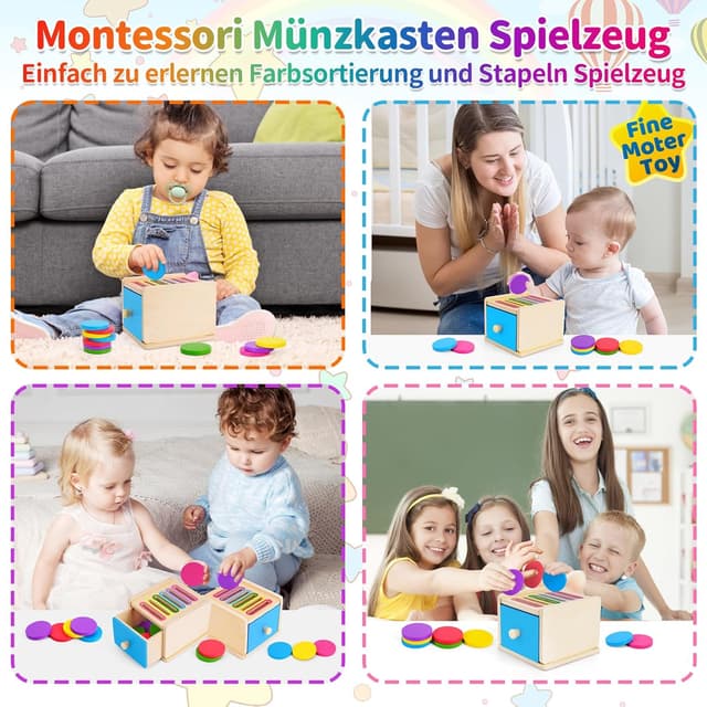 Thumbnail 5 de FCSONU Montessori Steckspiel Holz 12 Teile 12×11×8,5 cm 🎲