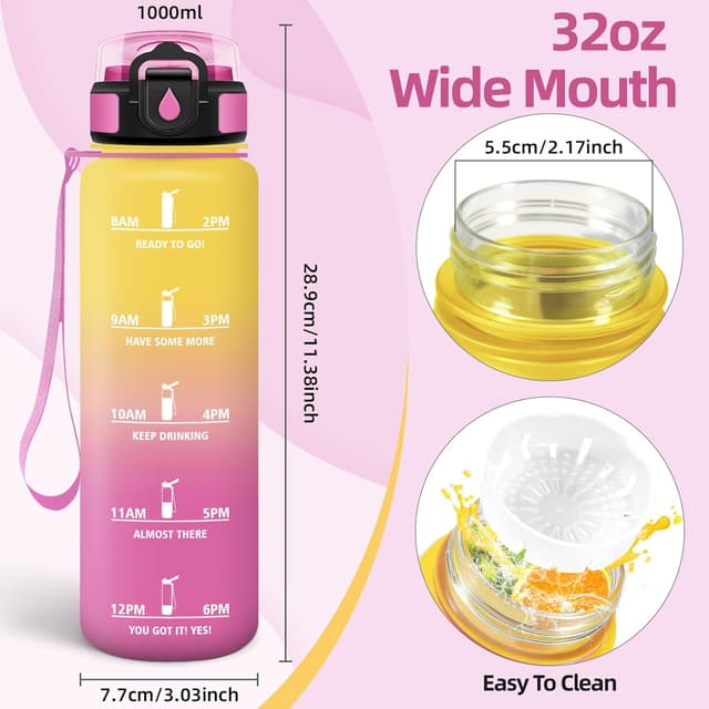 Thumbnail 4 de Baramumu botella agua 1 litro a prueba de fugas Rosa Amarillo