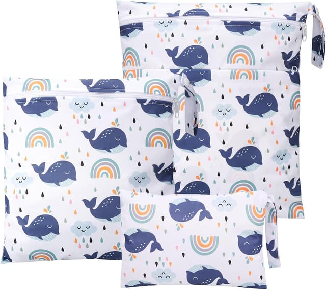Detalle de Zocipro 3-teilige Wetbag-Set für Stoffwindeln (Wetbag Kindergarten) – mit Reißverschluss, 3 Größen