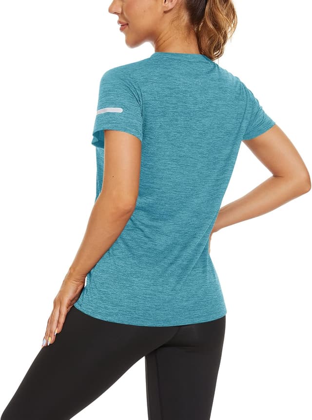Detalle de KEFITEVD Ladies Short Sleeve Sport Top (Quick-Dry, reflective details) — polyester running T-shirt