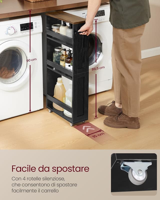 Thumbnail 4 de VASAGLE LRC050K02 Carrello stretto 15 cm