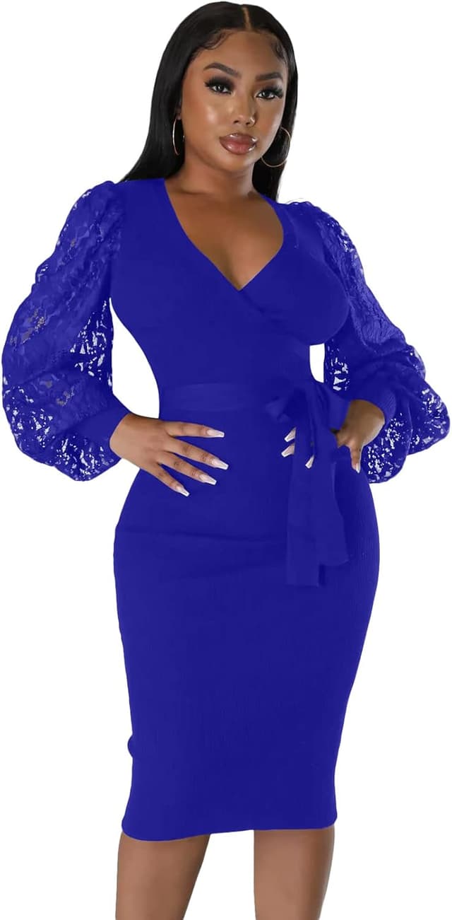 Detalle 2 de BOGURST Semi Formal Bishop Sleeve Midi Dress