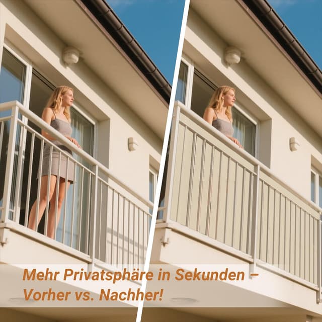 Detalle de interGo Balkon Sichtschutz Balkonverkleidung 90x300 cm HDPE mit Ösen und Kordel (Creme)