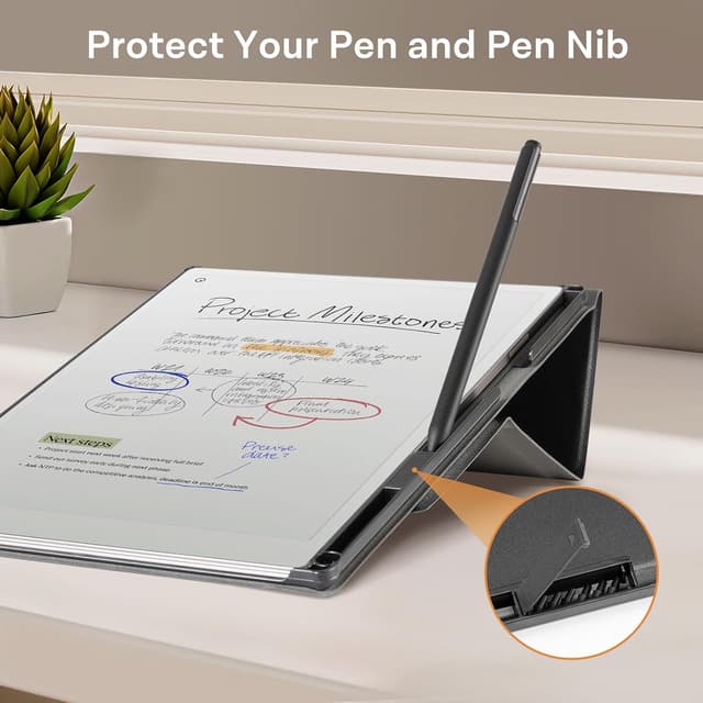 Detalle de CoBak case for Remarkable Paper Pro with pen holder, nib storage and 30° stand (black)