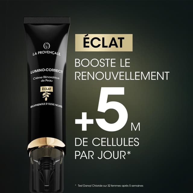 Detalle de La Provençale Lumino-Correct Crème Rénovatrice de Peau booster d’éclat aux biophénols d’Olive noire (40 ml)