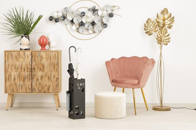 Detalle 2 de Baroni Home Portaombrelli Quadrato in Metallo Nero con Intaglio Rettangolare e Vaschetta Scolapioggia Rimovibile