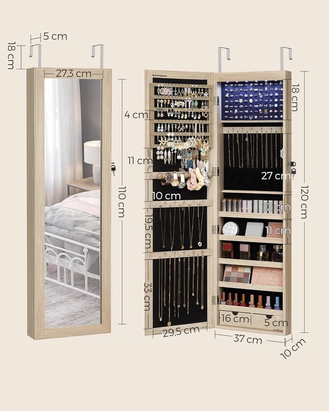 Detalle 1 de SONGMICS armoire à bijoux murale 120 cm