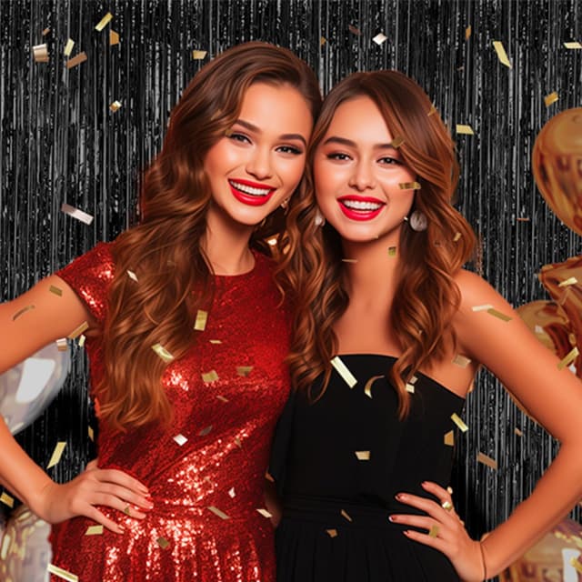 Detalle 2 de DECOCKRAT Foil Fringe Backdrop 3 Pack, 3.3x8.2 FT