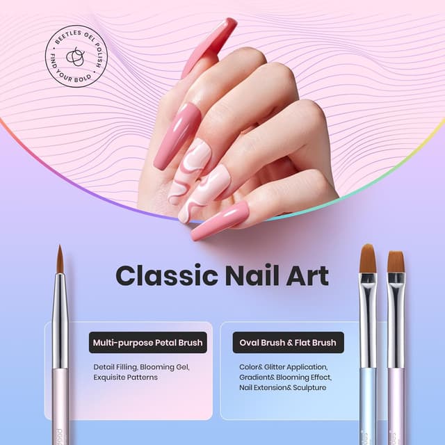 Detalle 2 de Beetles Nagelpinsel-Set 3-teilig für Nailart