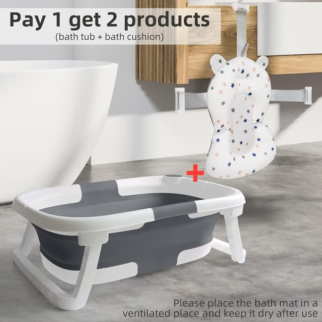 Detalle 2 de Foldable Baby Bath Tub with Support Cushion