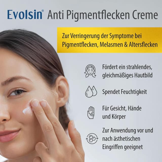 Detalle de Evolsin EVOLSIN® Anti Pigmentflecken Creme gegen Melasma & Altersflecken für Gesicht, Hals & Dekolleté