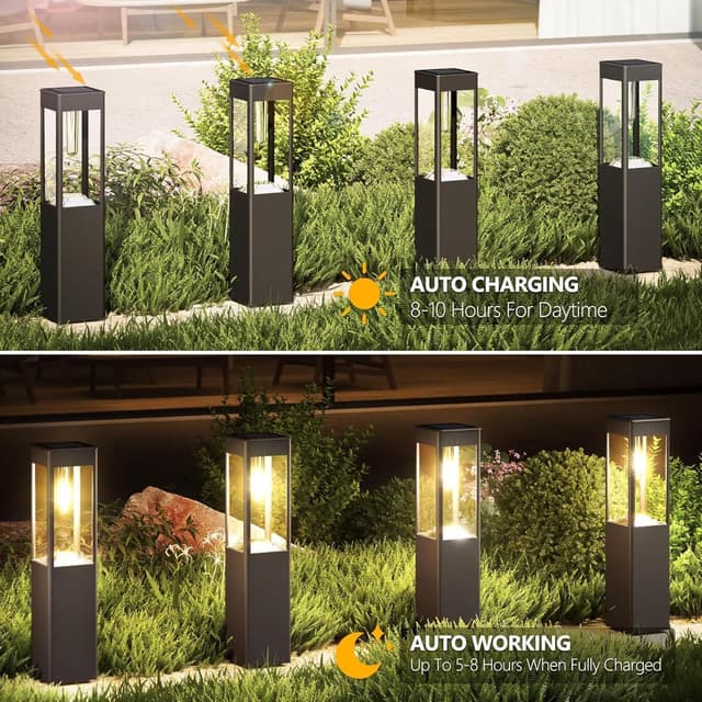Detalle 2 de Joomer Solarlampen für Außen Garten – LED Solarleuchten (Warmweiß), 4er-Set, wetterfest