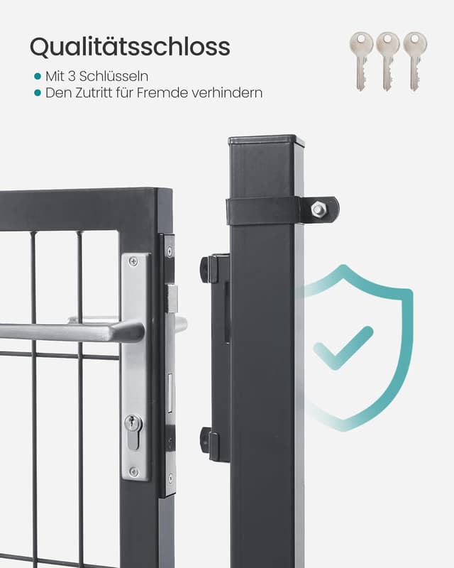 Detalle 2 de Gartentor SONGMICS GGD210GZ01, abschließbar, verzinkter Stahl, grau – 106 x 100 cm