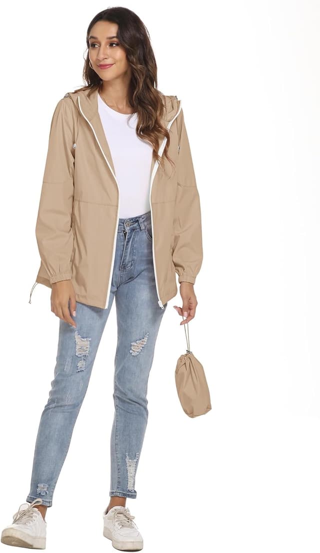 Detalle de TCOT Women’s Waterproof Rain Jacket Windbreaker (Packable Lightweight Rain Coat)