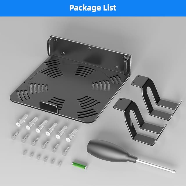 Detalle de Bricok Aluminium Alloy Wall Mount Kit for Xbox Series X with Controller Stands and Ventilation Shelf (Black)