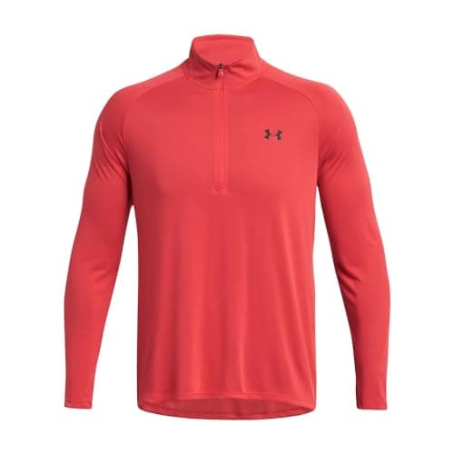 Thumbnail 3 de Under Armour UA Tech 2.0 1/2 Zip Camiseta de manga larga para hombre, camiseta con cremallera media de secado rápido, color rojo/negro