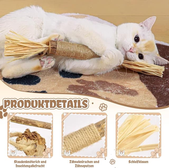 Detalle 2 de ZYNERY Katzenminze Spielzeug-Set (9-teilig) mit Beißseilen und Katzenminze-Sticks für Zahnpflege und Beschäftigung