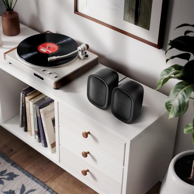 Detalle de Saiyin Active Bluetooth Bookshelf Speakers (40W) with 3-inch woofers and optical/TV-ARC for turntable, PC and TV (pair)