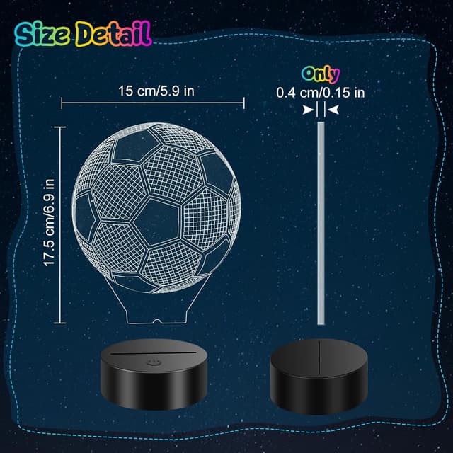 Thumbnail 6 de Linkax 3D Illusion Football Night Light 16 colours