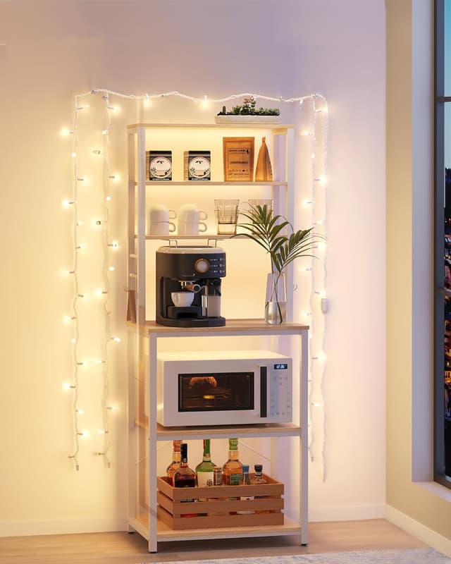 Thumbnail 3 de VASAGLE Küchenregal KKS024W09 – Standregal mit 6 Ablagen, 6 Haken und höhenverstellbarer Mittelablage