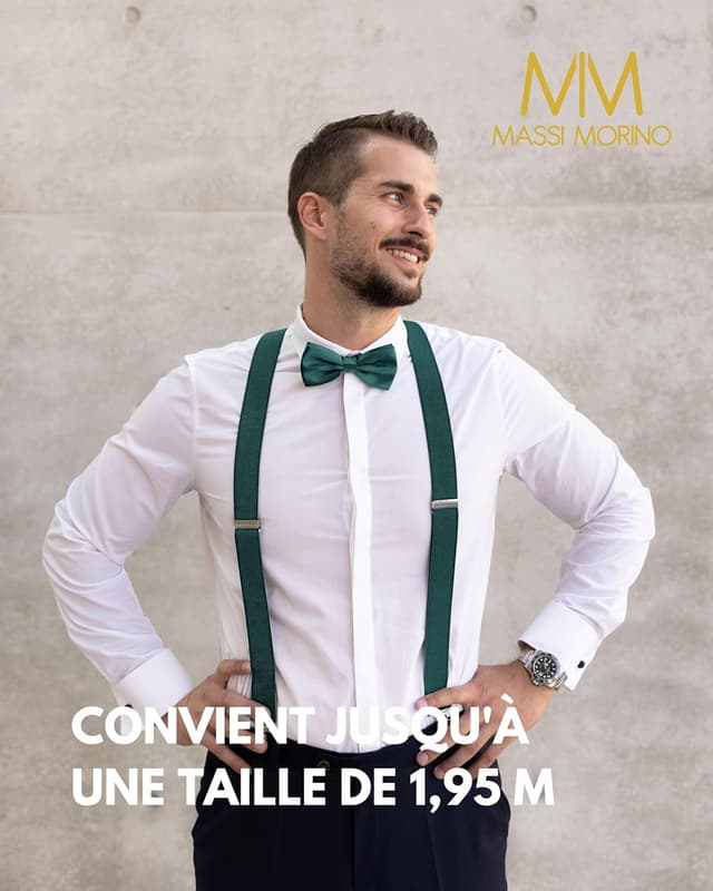 Detalle 2 de Ensemble Massi Morino : bretelles en Y avec nœud papillon pré-attaché pour costume