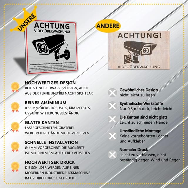 Thumbnail 4 de Schild Videoüberwachung 15 x 15 cm Aluminium