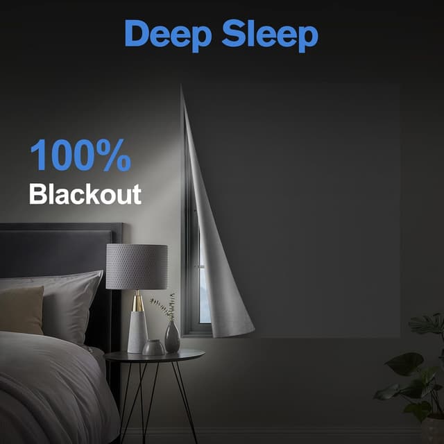 Detalle de Valquid Blackout Blind 200×145cm stick-on blackout blind with Velcro, grey temporary room darkening