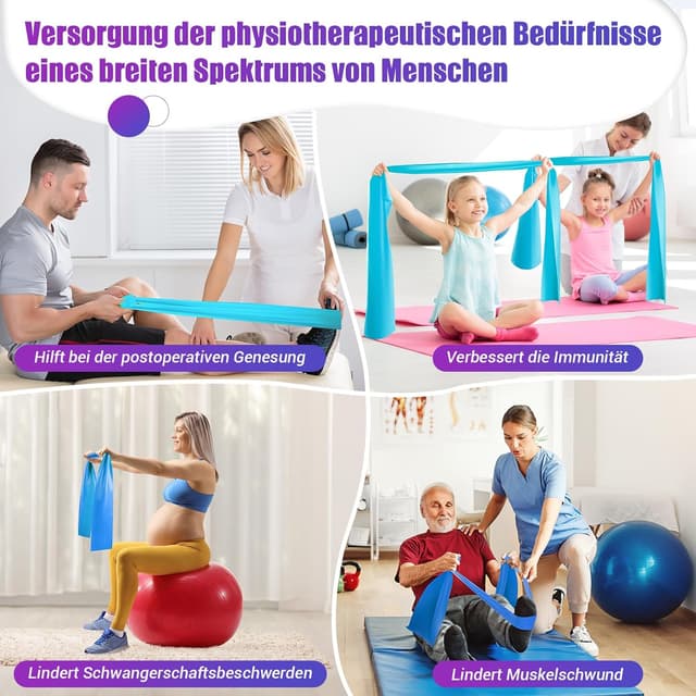 Detalle 2 de COFOF Fitnessbänder 4er-Set (4 Widerstandsstufen) für Yoga, Pilates & Rehabilitation