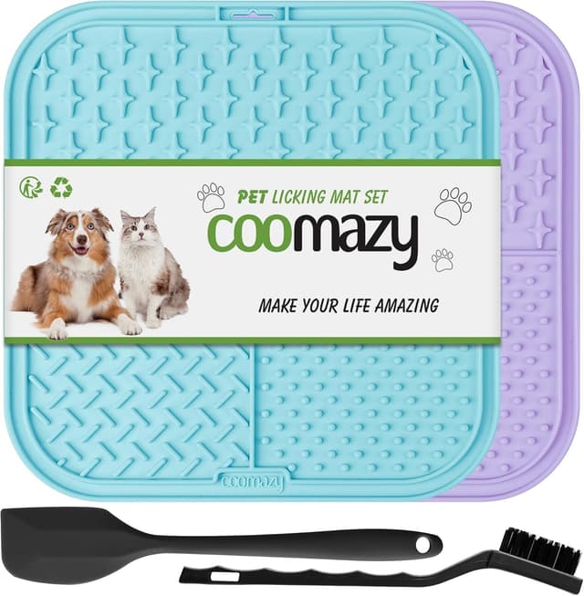 Thumbnail 6 de Coomazy Leckmatte für Hunde (2er Set) mit Silikonspatel und Bürste – Slow Feeder Leckmatte zur Fellpflege & Beruhigung