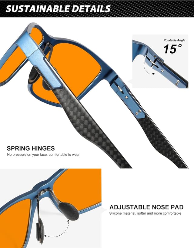 Detalle 2 de ANYLUV Blue Light Blocking Glasses for Men (Lightweight Al-Mg Metal Frames)