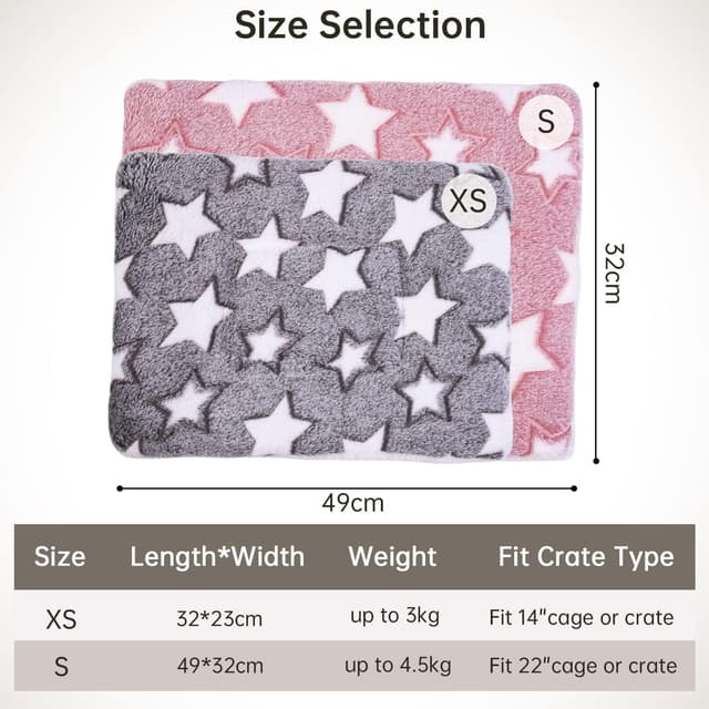 Detalle 2 de MICOOYO Kleintier-Bettmatte aus Flausch-Fleece (2er-Pack) für Kaninchen, Meerschweinchen & Co. – mit XS/S-Größen