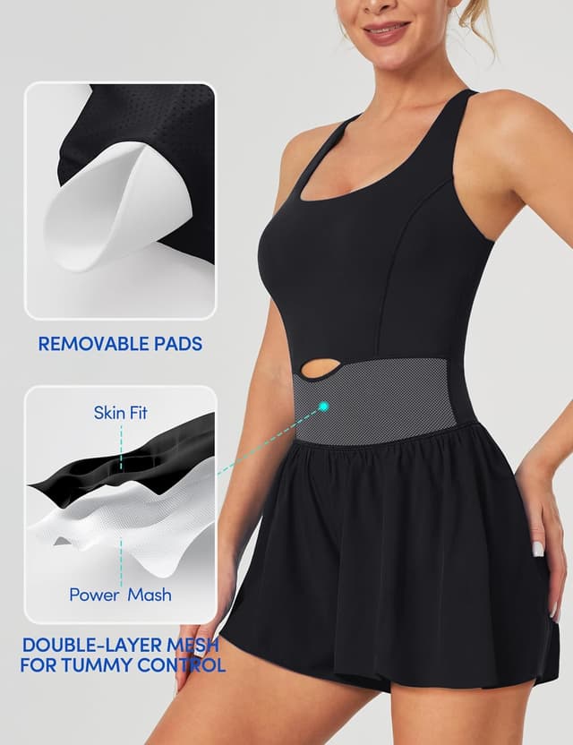 Thumbnail 1 de IUGA Workout Romper Tummy Control Padded Athletic Romper with Shorts (Running Onesie)